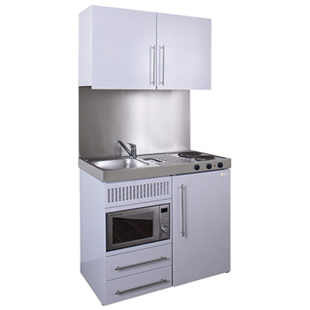 1000mm Residential Eyeline Silver Mini Kitchen with Wall Cupboards